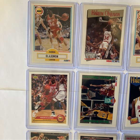Lot of 9 90s Hakeem Olajuwon NBA Basketball Trading Cards Houston Rockets Akeem - Picture 3 of 16